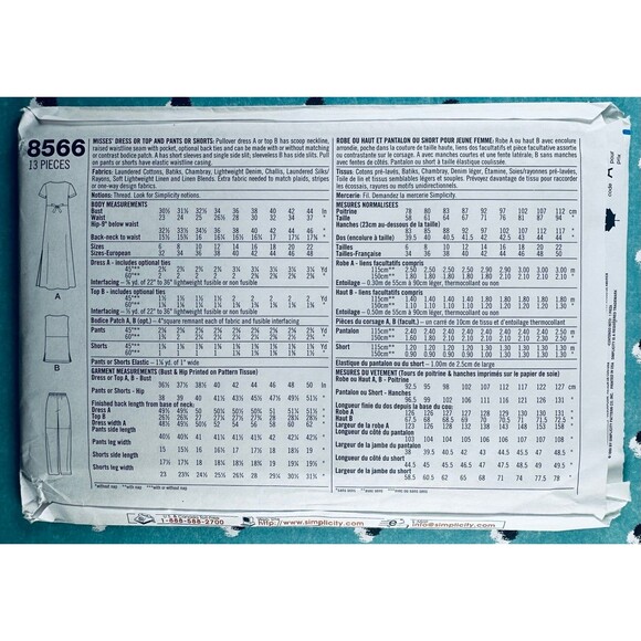 ️Simplicity 8566 High Waist Dress Top Pants Shorts Sz 6-10 Easy Pattern UNCUT - Picture 2 of 2